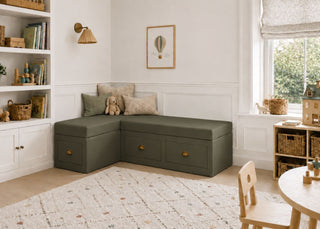 Henley L Shape Bench Seating with Storage | Left Hand in Moss Colourway