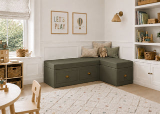 Henley L Shape Bench Seating with Storage | Right Hand in Moss Colourway