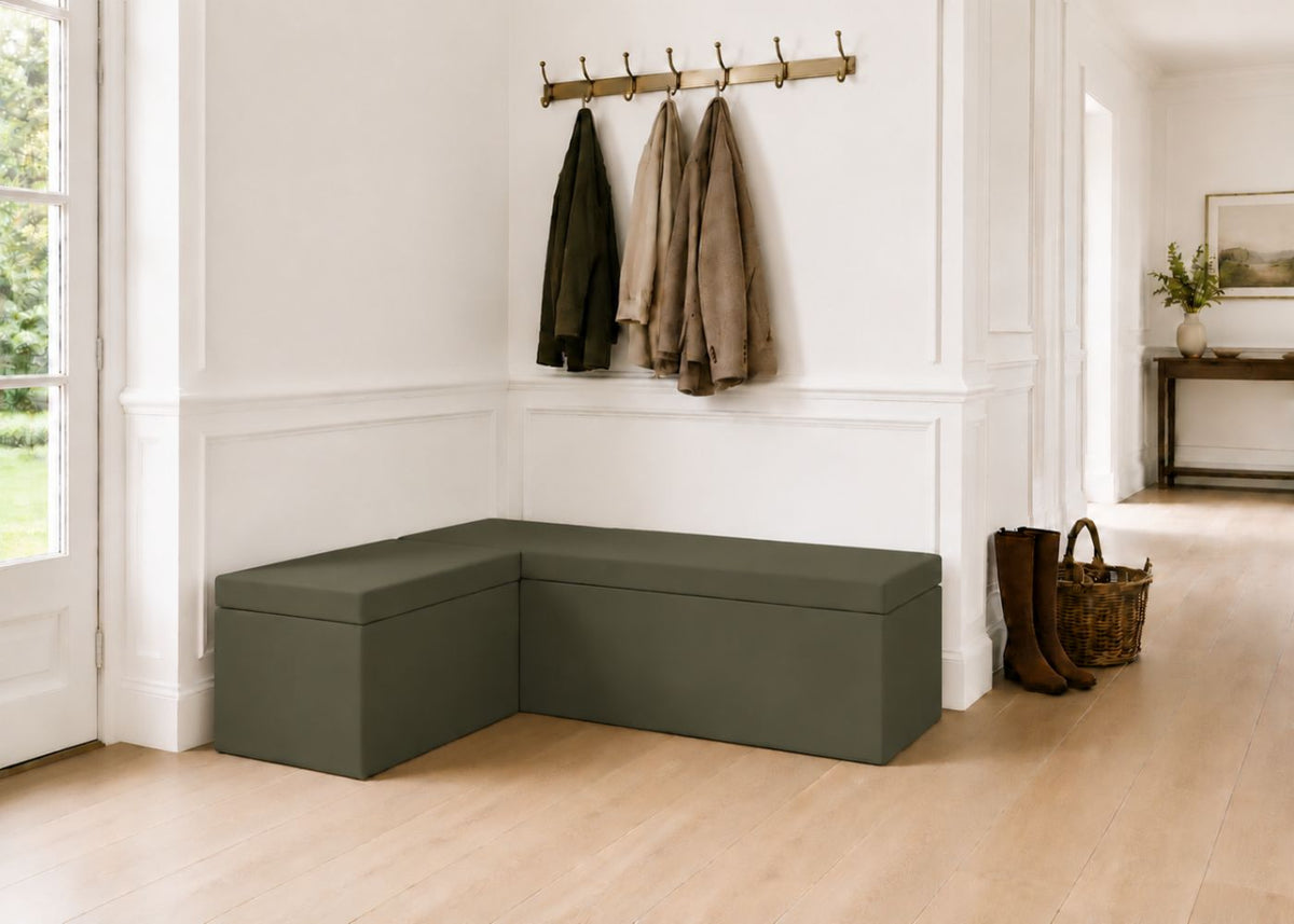Henley L Shape Bench Seating | Left Hand in Moss Colourway