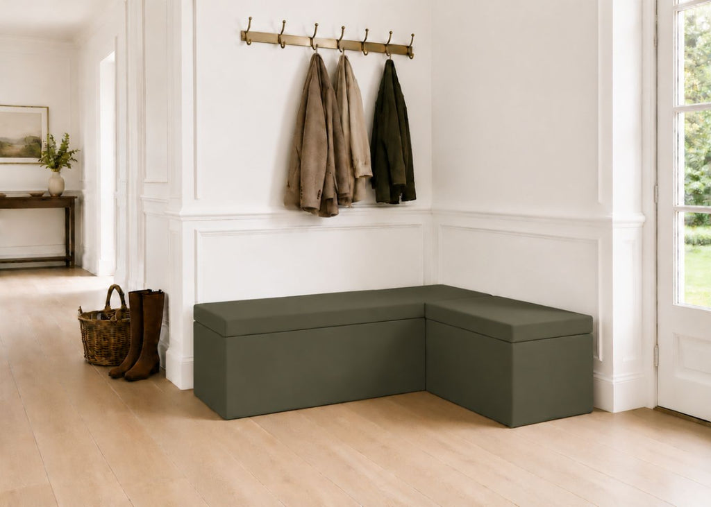 Henley L Shape Bench Seating | Right Hand in Moss Colourway