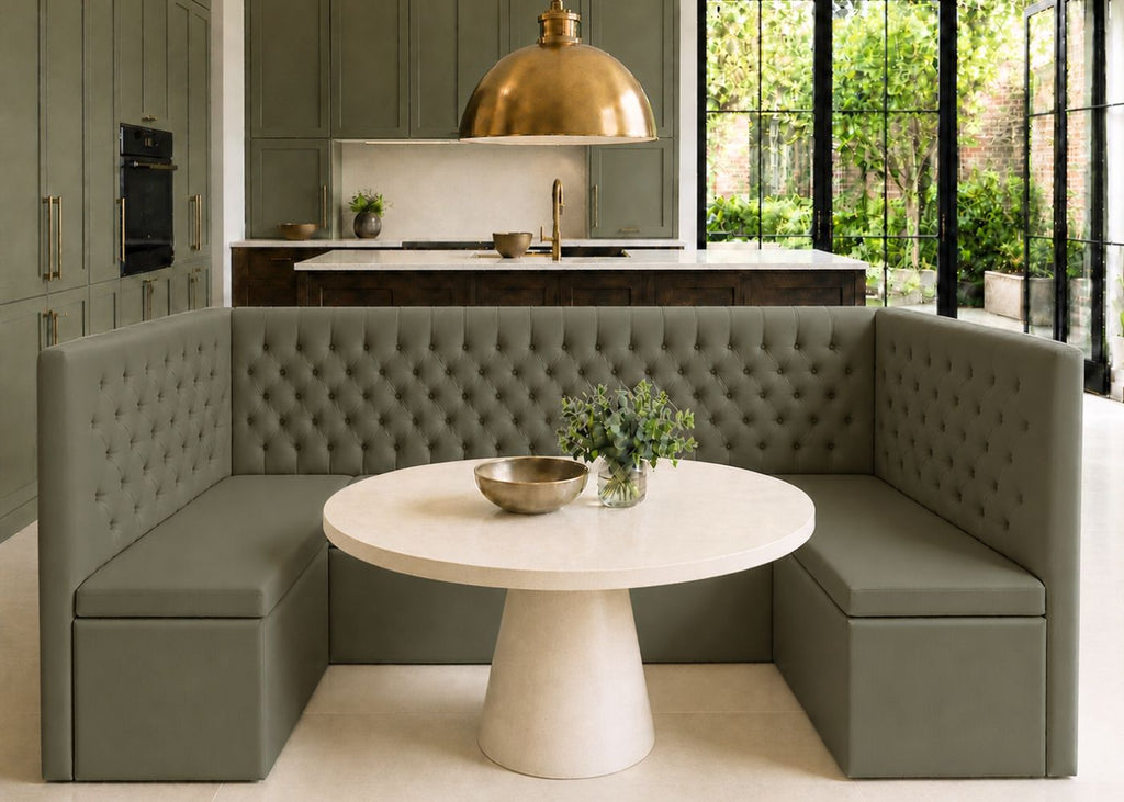 Mayfair U Shape Buttoned Banquette Seating | Moss Colourway