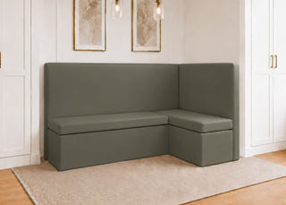 Richmond L Shape Plain Back Banquette Seating | Right Hand in Moss Colourway
