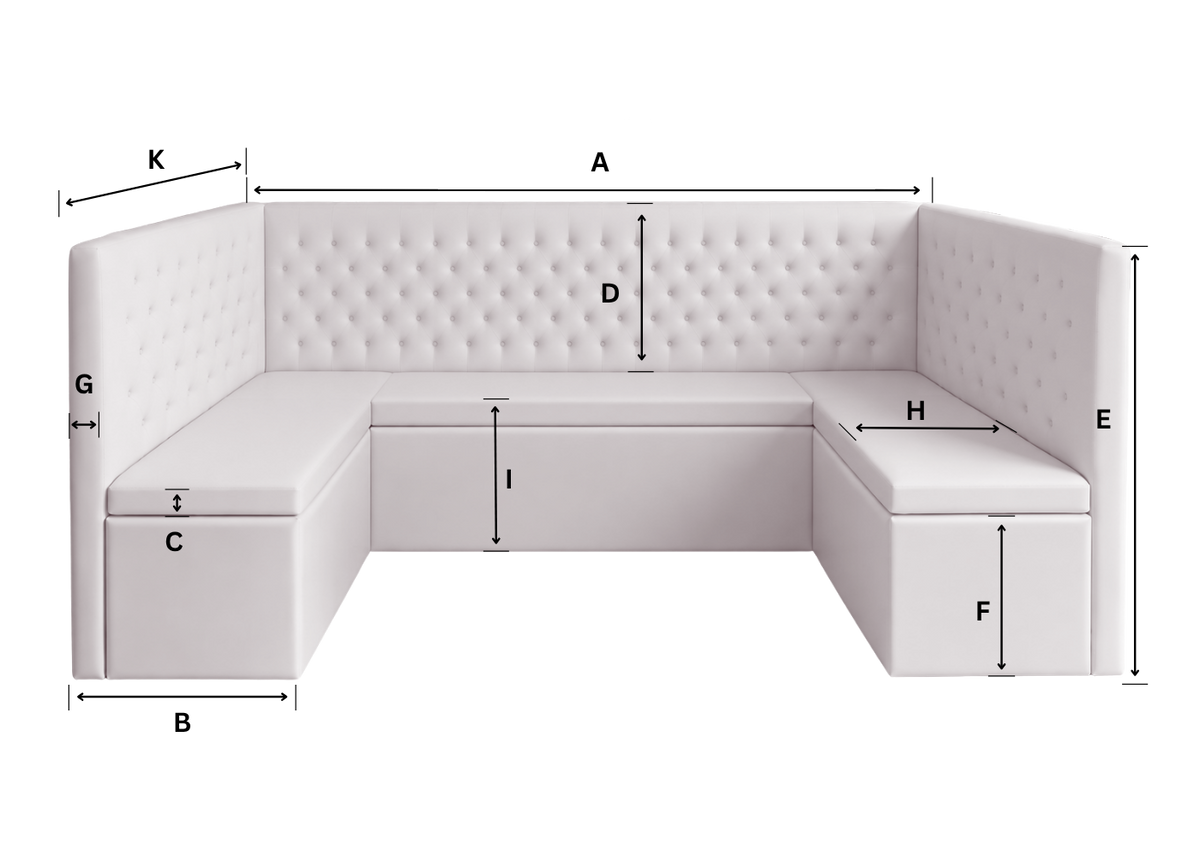 U-shaped seating dimensions