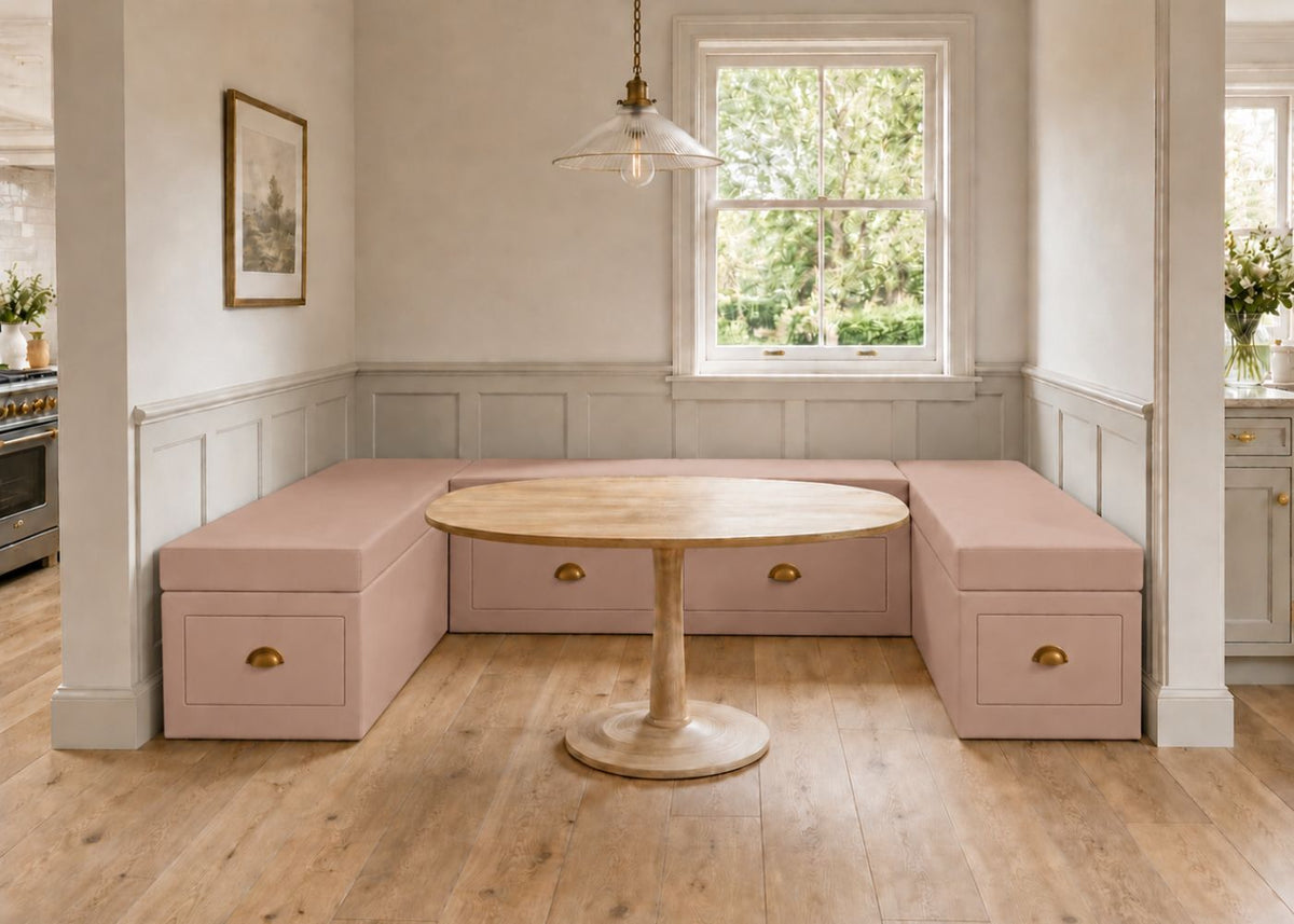 Henley U Shape Bench Seating with Storage | Rose Colourway