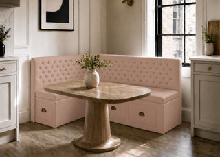 Mayfair L Shape Buttoned Banquette Seating with Storage | Left Hand Orientation in Rose Colourway