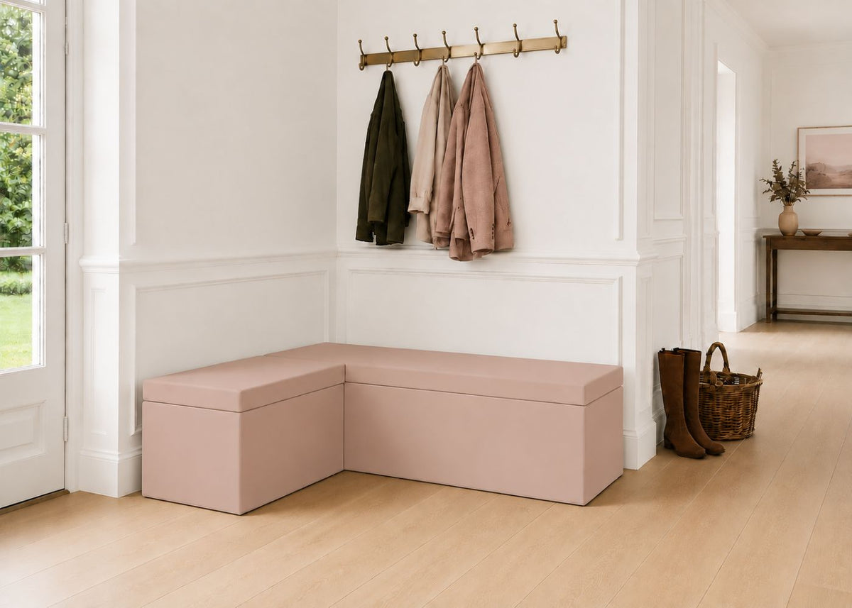 Henley L Shape Bench Seating | Left Hand in Rose Colourway