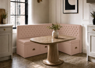 Mayfair L Shape Buttoned Banquette Seating with Storage | Rose Colourway