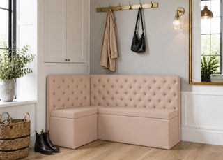 Mayfair L Shape Buttoned Upholstered Bench | Rose Colourway