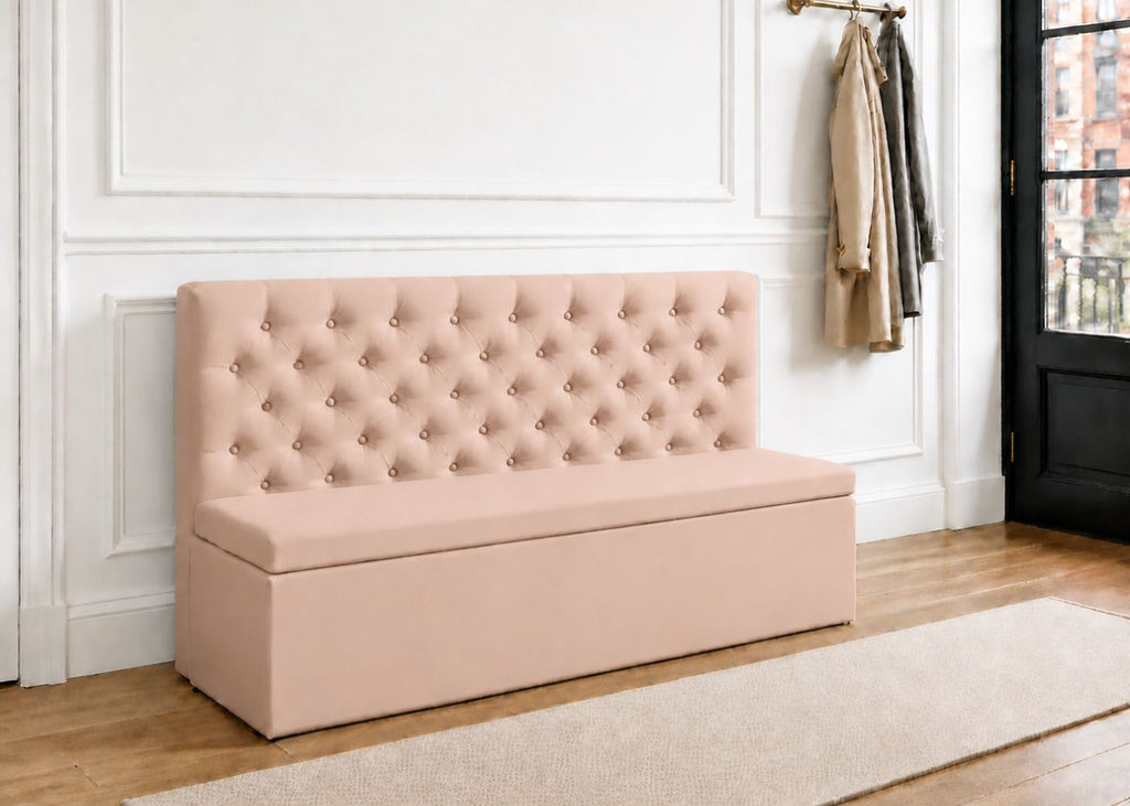 Mayfair Straight Buttoned Upholstered Bench | Rose Colourway