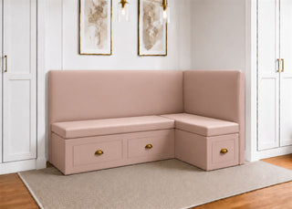 Richmond L Shape Plain Back Banquette Seating with Storage | Right Hand in Rose Colourway