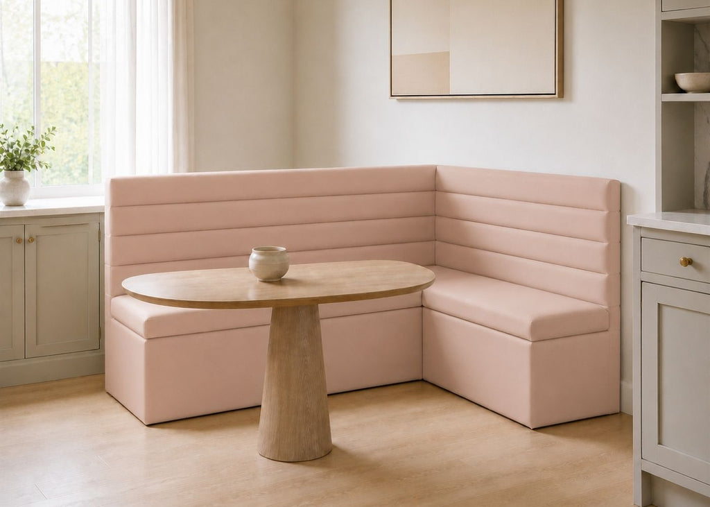 Soho L Shape Panelled Banquette Seating | Right Hand in Rose Colourway