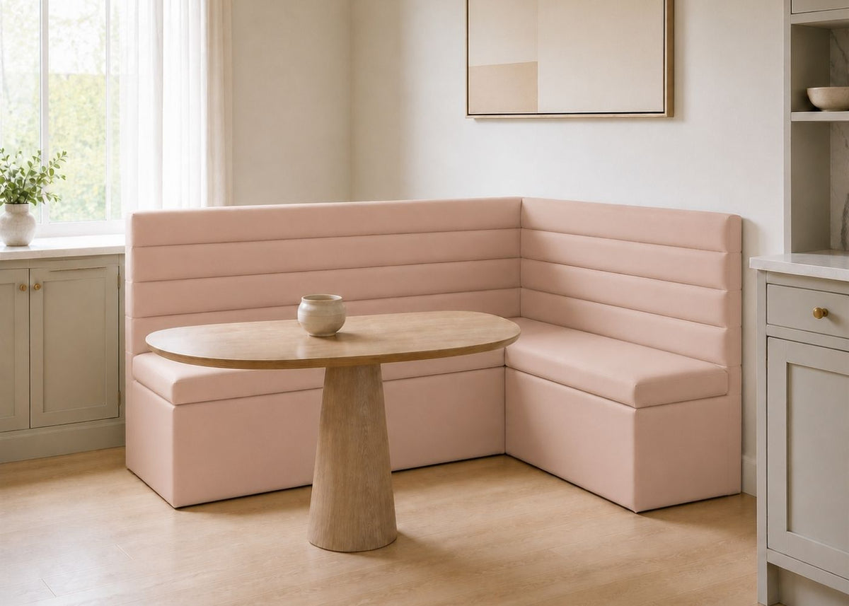 Soho L Shape Panelled Banquette Seating | Right Hand in Rose Colourway