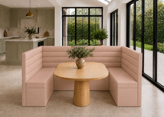 Soho U Shape Straight Panelled Banquette Seating | Rose Colourway