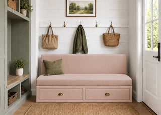 Richmond Straight Plain Back Banquette Seating with Storage | Rose Colourway