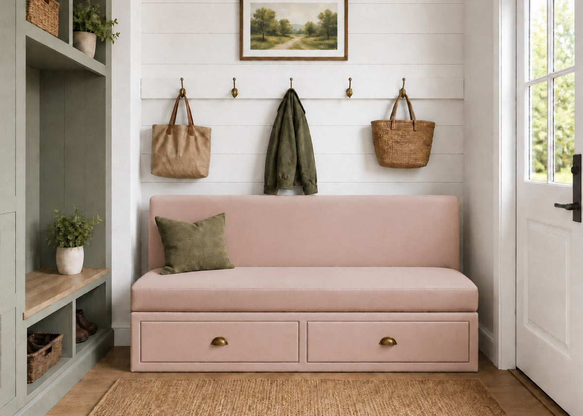 Richmond Straight Plain Back Banquette Seating with Storage | Rose Colourway