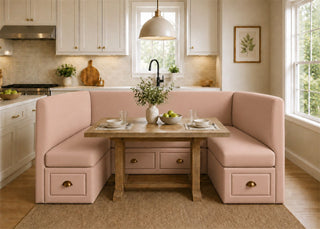 Richmond U Shape Plain Back Banquette Seating with Storage | Rose Colourway