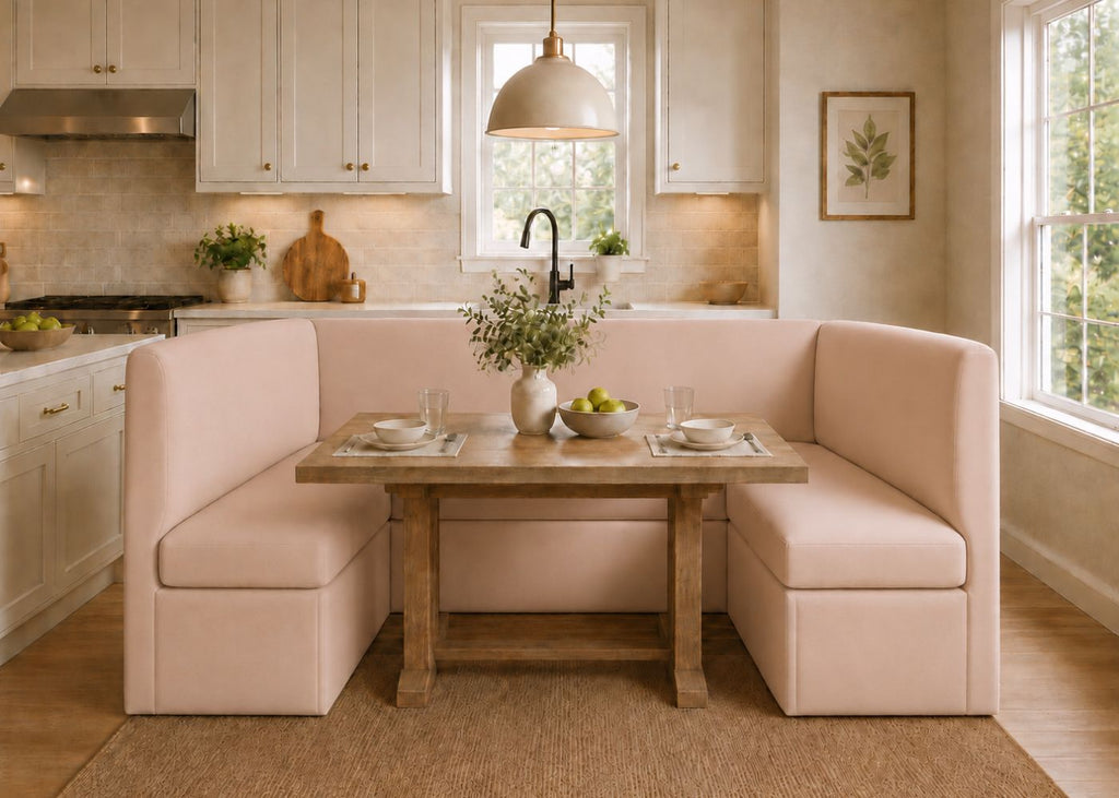 Richmond U Shape Plain Back Banquette Seating | Rose Colourway