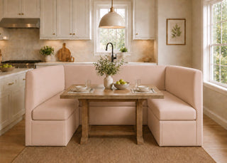 Richmond U Shape Plain Back Banquette Seating | Rose Colourway