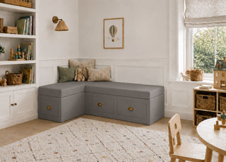 Henley L Shape Bench Seating with Storage | Left Hand in Steel Colourway
