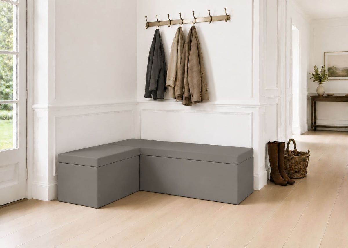 Henley L Shape Bench Seating | Left Hand in Steel Colourway
