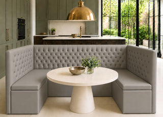 Mayfair U Shape Buttoned Banquette Seating | Steel Colourway