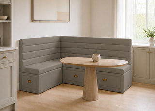 Soho L Shape Panelled Banquette Seating with Storage | Left Hand in Steel Colourway