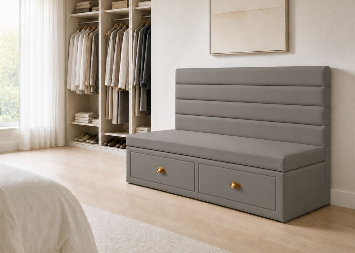 Soho Straight Panelled Bench Seating with Storage |  Steel Colourway