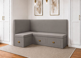 Richmond L Shape Plain Back Banquette Seating with Storage | Left Hand in Steel Colourway