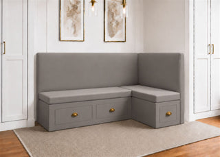 Richmond L Shape Plain Back Banquette Seating with Storage | Right Hand in Steel Colourway