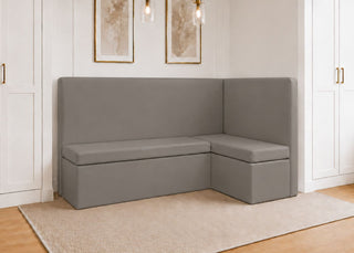 Richmond L Shape Plain Back Banquette Seating | Right Hand in Steel Colourway