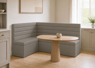 Soho L Shape Panelled Banquette Seating | Left Hand in Steel Colourway