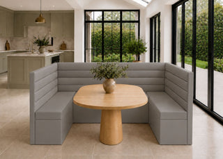 Soho U Shape Straight Panelled Banquette Seating | Steel Colourway