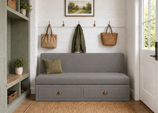 Richmond Straight Plain Back Banquette Seating with Storage | Steel Colourway