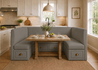 Richmond U Shape Plain Back Banquette Seating with Storage | Steel Colourway