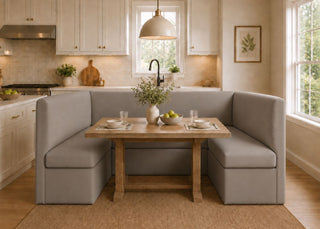 Richmond U Shape Plain Back Banquette Seating | Steel Colourway