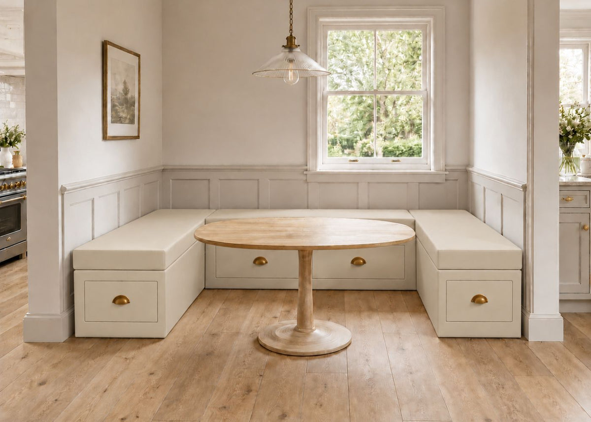 Henley U Shape Bench Seating with Storage | Stone Colourway