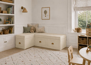 Henley L Shape Bench Seating with Storage | Left Hand in Stone Colourway