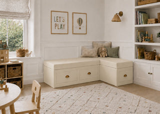 Henley L Shape Bench Seating with Storage | Right Hand in Stone Colourway