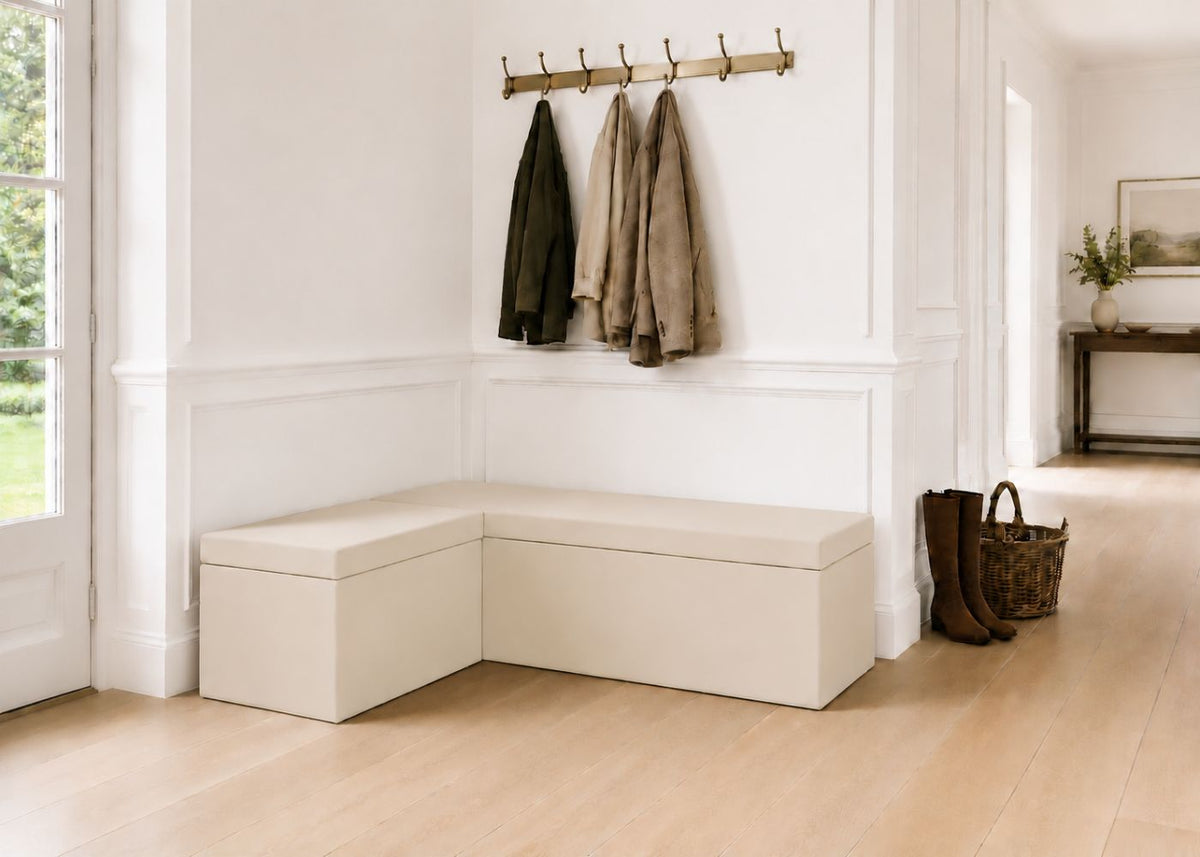 Henley L Shape Bench Seating | Left Hand in Stone Colourway