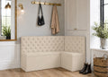 Mayfair L Shape Buttoned Upholstered Bench | Right Hand Orientation with Stone Colourway