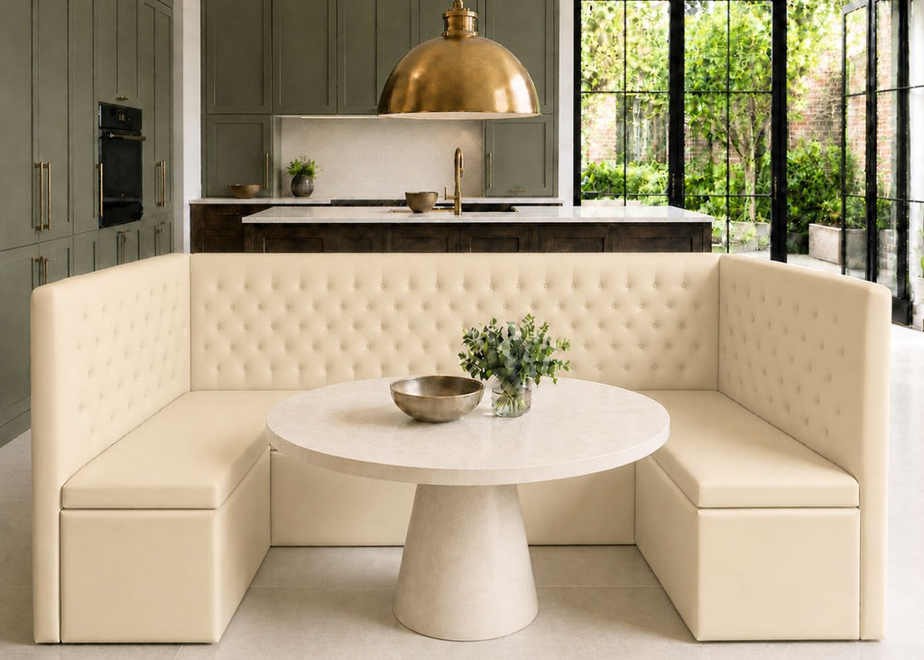 Mayfair U Shape Buttoned Banquette Seating | Stone Colourway