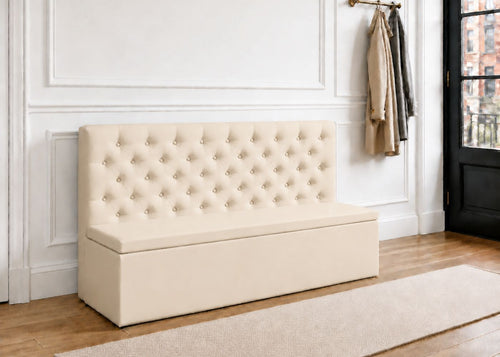 Mayfair Straight Buttoned Upholstered Bench | Stone Colourway