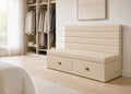 Soho Straight Panelled Bench Seating with Storage | Stone Colourway