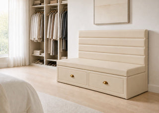 Soho Straight Panelled Bench Seating with Storage | Stone Colourway