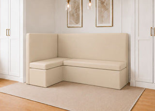 Richmond L Shape Plain Back Banquette Seating | Left Hand in Stone Colourway