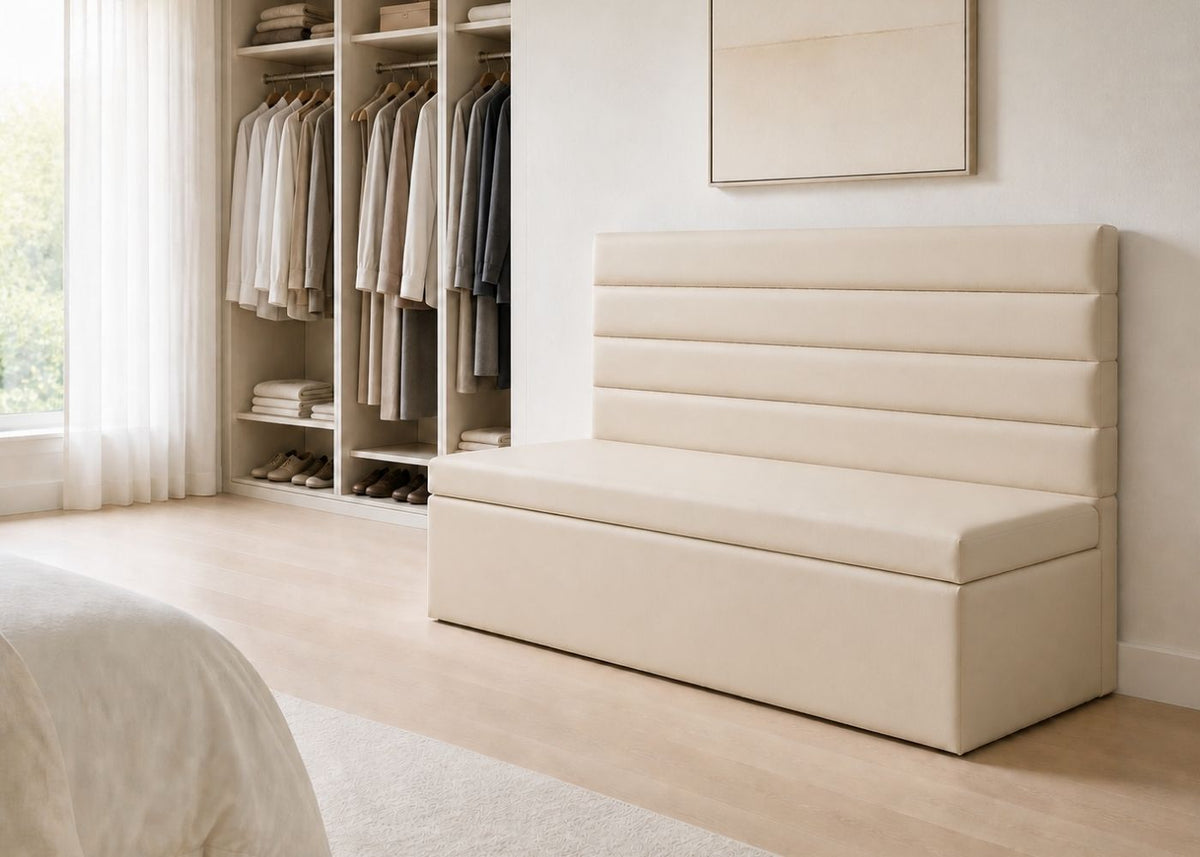 Soho Straight Panelled Bench Seating | Stone Colourway