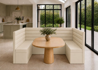Soho U Shape Straight Panelled Banquette Seating with Storage | Stone Colourway