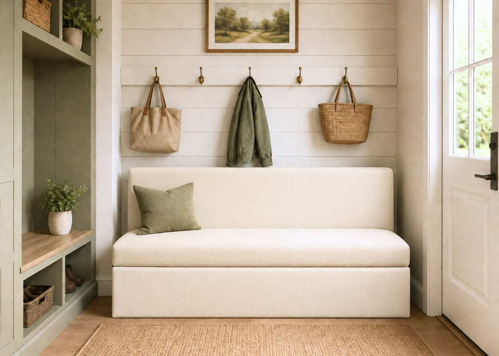 Richmond Straight Plain Back Banquette Seating | Stone Colourway