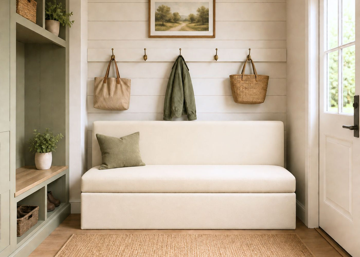 Richmond Straight Plain Back Banquette Seating | Stone Colourway