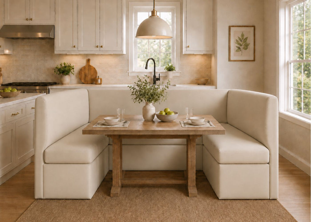 Richmond U Shape Plain Back Banquette Seating | Stone Colourway